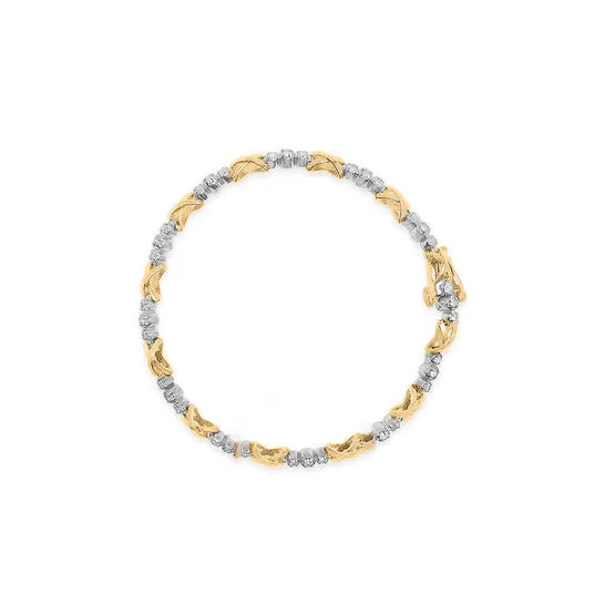 JMS always Bracelets Original Haus of Brilliance 10K TwoTone Gold 12 Cttw Diamond Alternating 3 Stone and XLink 7 Bracelet IJ Color I2I3 Clarity