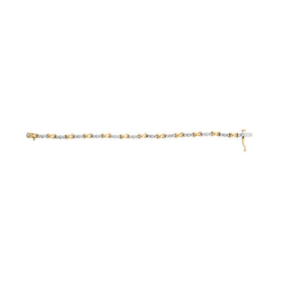 JMS always Bracelets Original Haus of Brilliance 10K TwoTone Gold 12 Cttw Diamond Alternating 3 Stone and XLink 7 Bracelet IJ Color I2I3 Clarity