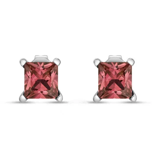 JMS always Earrings Original Haus of Brilliance 14K White Gold 12 Cttw 4 Prong Set Lab Grown Pink Princess Diamond Solitaire Stud Earrings Pink Color VS2SI1 Clarity JMS always Earrings Original Haus of Brilliance 14K White Gold 12 Cttw 4 Prong Set Lab Grown Pink Princess Diamond Solitaire Stud Earrings Pink Color VS2SI1 Clarity
