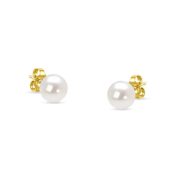 JMS always Earrings Original Haus of Brilliance 14K Yellow Gold Round Freshwater Akoya Cultured 665MM Pearl Stud Earrings AAA Quality JMS always Earrings Original Haus of Brilliance 14K Yellow Gold Round Freshwater Akoya Cultured 665MM Pearl Stud Earrings AAA Quality