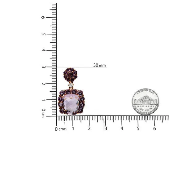JMS always Earrings Original Haus of Brilliance 18K Rose Gold Diamond Accent and Pink and Purple Amethyst Gemstone Halo Dangle Drop Earrings JMS always Earrings Original Haus of Brilliance 18K Rose Gold Diamond Accent and Pink and Purple Amethyst Gemstone Halo Dangle Drop Earrings