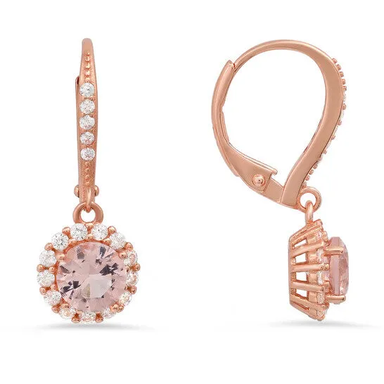 JMS always Earrings Original Kylie Harper 14k Rose Gold Over Silver Morganite CZ Halo Leverback Earrings JMS always Earrings Original Kylie Harper 14k Rose Gold Over Silver Morganite CZ Halo Leverback Earrings