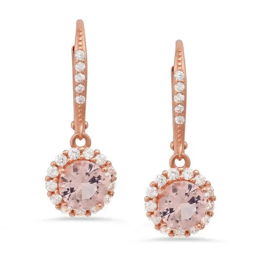 JMS always Earrings Original Kylie Harper 14k Rose Gold Over Silver Morganite CZ Halo Leverback Earrings JMS always Earrings Original Kylie Harper 14k Rose Gold Over Silver Morganite CZ Halo Leverback Earrings