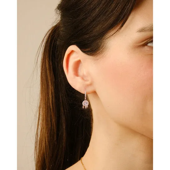 JMS always Earrings Original Kylie Harper 14k Rose Gold Over Silver Morganite CZ Halo Leverback Earrings JMS always Earrings Original Kylie Harper 14k Rose Gold Over Silver Morganite CZ Halo Leverback Earrings