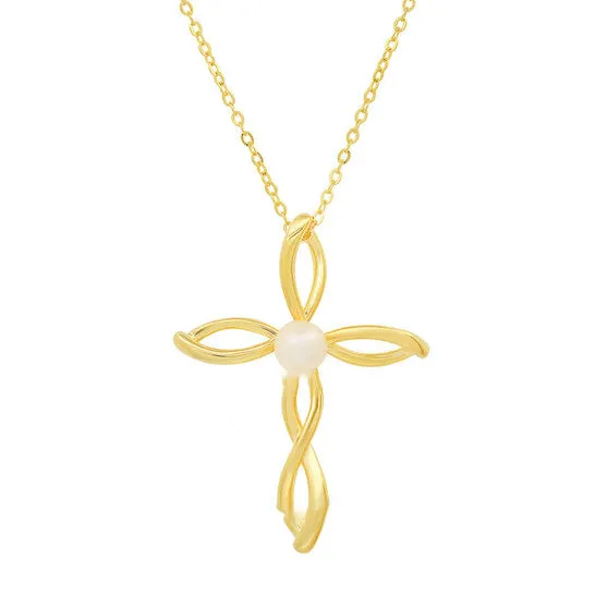 JMS always Necklaces Original Kylie Harper 14k Gold Over Silver Genuine Pearl Cross Pendant JMS always Necklaces Original Kylie Harper 14k Gold Over Silver Genuine Pearl Cross Pendant