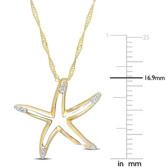 JMS always Original AMOUR Diamond Accent Starfish Pendant with Chain In 10K Yellow Gold Necklaces JMS always Original AMOUR Diamond Accent Starfish Pendant with Chain In 10K Yellow Gold Necklaces