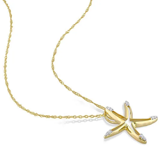 JMS always Original AMOUR Diamond Accent Starfish Pendant with Chain In 10K Yellow Gold Necklaces JMS always Original AMOUR Diamond Accent Starfish Pendant with Chain In 10K Yellow Gold Necklaces
