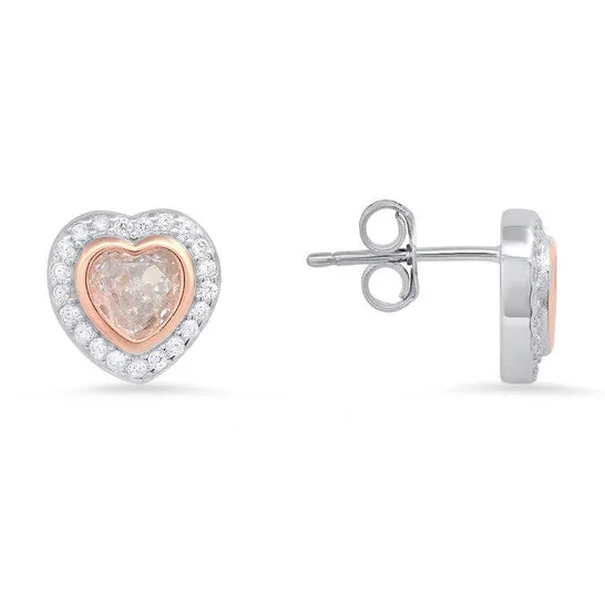 JMS always Original Kylie Harper Sterling Silver TwoTone Cubic Zirconia CZ Heart Halo Stud Earrings Earrings JMS always Original Kylie Harper Sterling Silver TwoTone Cubic Zirconia CZ Heart Halo Stud Earrings Earrings
