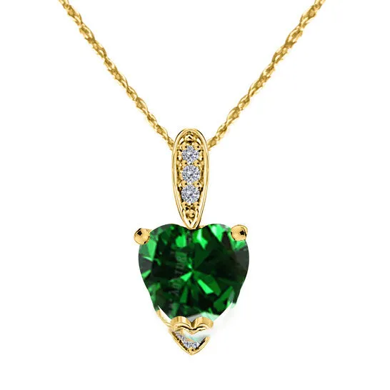 JMS always Original Maulijewels 125 Carat Heart Shape Emerald Gemstone And White Diamond Pendant In 10k Yellow Gold With 18 10k Yellow Gold Plated Sterling Silver Box C Necklaces JMS always Original Maulijewels 125 Carat Heart Shape Emerald Gemstone And White Diamond Pendant In 10k Yellow Gold With 18 10k Yellow Gold Plated Sterling Silver Box C Necklaces