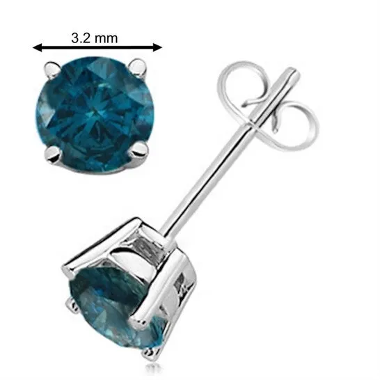 JMS always Original Maulijewels 14 Carat Natural Round Blue Diamond Prong Set Stud Earring In 14K Blue Yellow Gold Earrings JMS always Original Maulijewels 14 Carat Natural Round Blue Diamond Prong Set Stud Earring In 14K Blue Yellow Gold Earrings