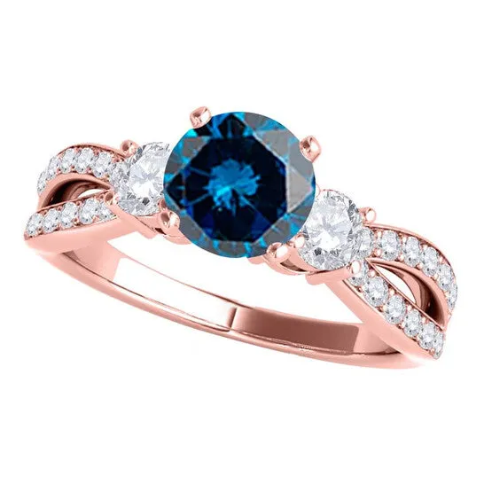 JMS always Original Maulijewels 175 Carat Blue White Diamond Engagement Ring For Women In 14K Rose Solid Gold Rings JMS always Original Maulijewels 175 Carat Blue White Diamond Engagement Ring For Women In 14K Rose Solid Gold Rings