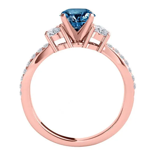 JMS always Original Maulijewels 175 Carat Blue White Diamond Engagement Ring For Women In 14K Rose Solid Gold Rings JMS always Original Maulijewels 175 Carat Blue White Diamond Engagement Ring For Women In 14K Rose Solid Gold Rings