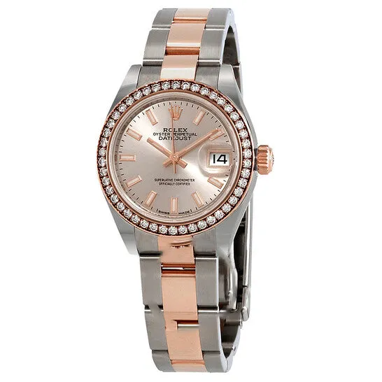 JMS always PreStyled Sets Original Rolex Datejust Automatic Ladies Steel and 18K Everose Gold Oyster Watch 279381RBR