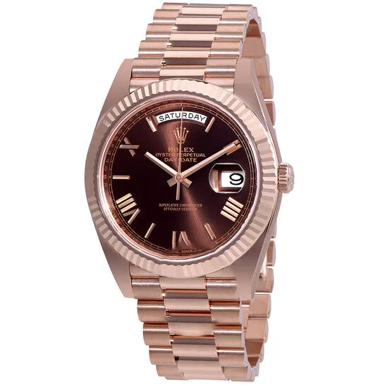 JMS always PreStyled Sets Original Rolex DayDate 40 Chocolate Dial 18K Everose Gold President Automatic Mens Watch 228235CHRP