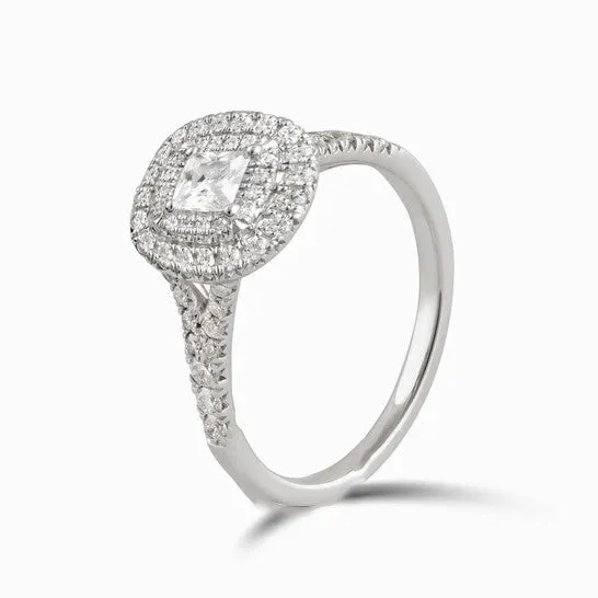 JMS always Rings Original DiamondMuse 138 cttw Square Swarovski Sterling Silver Double Halo Diamond Engagement Ring JMS always Rings Original DiamondMuse 138 cttw Square Swarovski Sterling Silver Double Halo Diamond Engagement Ring