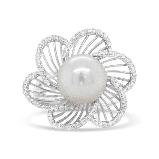 JMS always Rings Original Haus of Brilliance 14K White Gold 11mm Round Pearl and 13 Cttw Round Diamond Openwork Flower Blossom Ring HI Color VS1VS2 Clarity Size 650 JMS always Rings Original Haus of Brilliance 14K White Gold 11mm Round Pearl and 13 Cttw Round Diamond Openwork Flower Blossom Ring HI Color VS1VS2 Clarity Size 650
