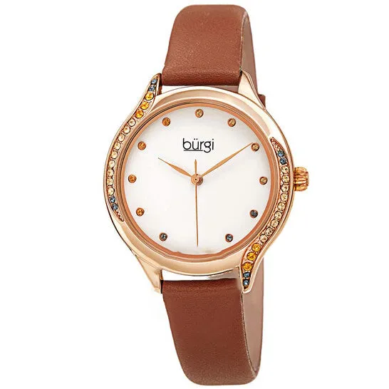 JMS always Watches Original Burgi Crystal White Dial Brown Leather Ladies Watch BUR239BR JMS always Watches Original Burgi Crystal White Dial Brown Leather Ladies Watch BUR239BR