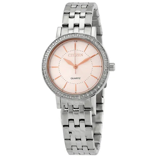 JMS always Watches Original Citizen Quartz Crystal Pink Dial Ladies Watch EL304187X JMS always Watches Original Citizen Quartz Crystal Pink Dial Ladies Watch EL304187X