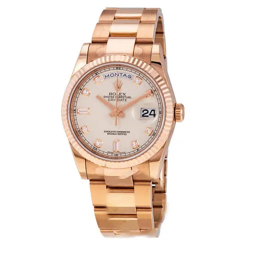 JMS always Watches Original Rolex DayDate Ivory Diamond Dial Automatic Midsize 18kt Everose Gold President Watch 118235IVDP JMS always Watches Original Rolex DayDate Ivory Diamond Dial Automatic Midsize 18kt Everose Gold President Watch 118235IVDP