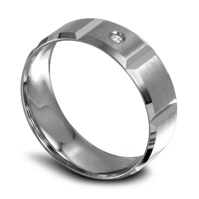 Mens Natural Clarity Enhanced Diamond Accent Solitaire Wedding Band in Solid 10K White Gold Goldia Rings Mens Natural Clarity Enhanced Diamond Accent Solitaire Wedding Band in Solid 10K White Gold Goldia Rings