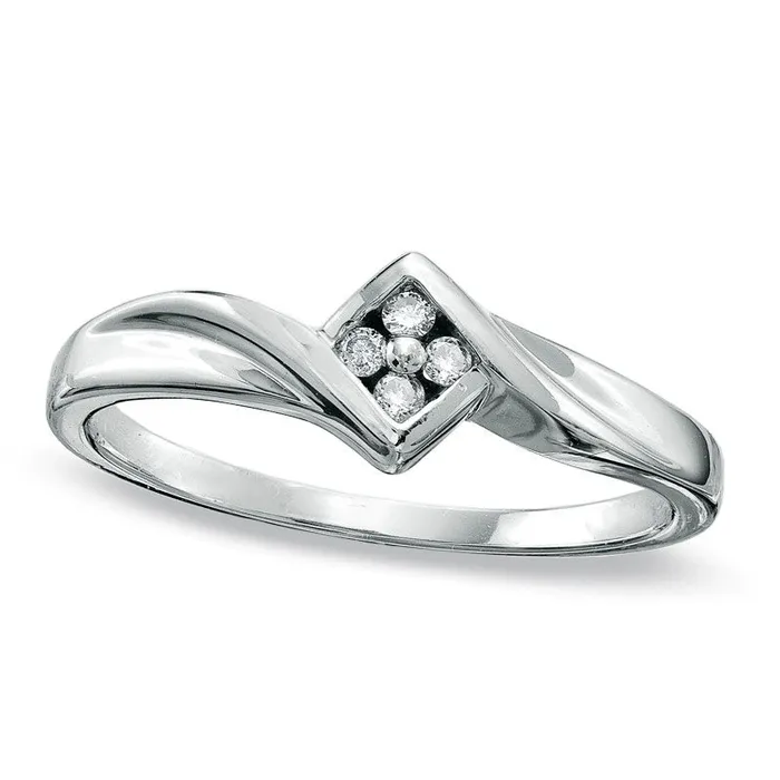 Natural Diamond Accent Ballpark Bypass Promise Ring in Solid 10K White Gold Goldia Rings Natural Diamond Accent Ballpark Bypass Promise Ring in Solid 10K White Gold Goldia Rings