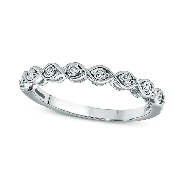 Natural Diamond Accent Twist Anniversary Band in Sterling Silver Goldia Rings Natural Diamond Accent Twist Anniversary Band in Sterling Silver Goldia Rings