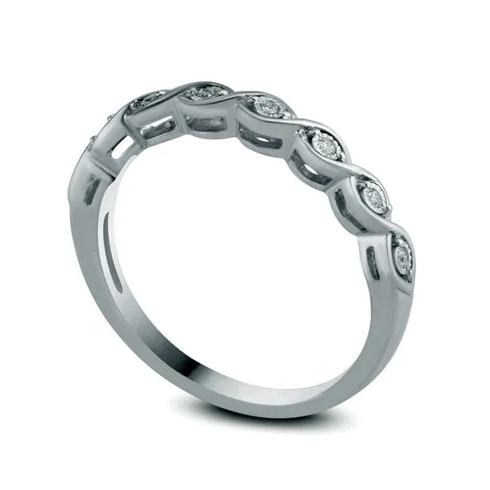Natural Diamond Accent Twist Anniversary Band in Sterling Silver Goldia Rings Natural Diamond Accent Twist Anniversary Band in Sterling Silver Goldia Rings