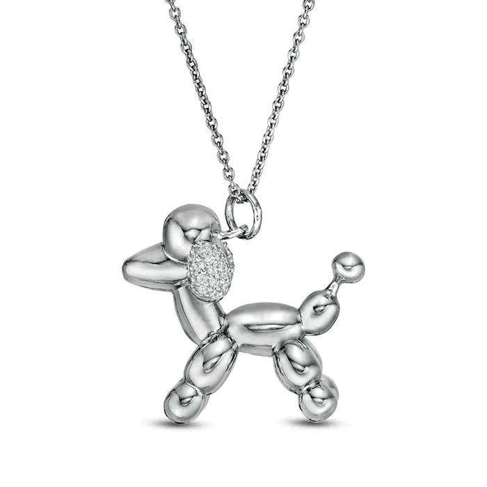 Necklaces 005 CT TW Natural Diamond Balloon Poodle Pendant in Sterling Silver Goldia Necklaces 005 CT TW Natural Diamond Balloon Poodle Pendant in Sterling Silver Goldia