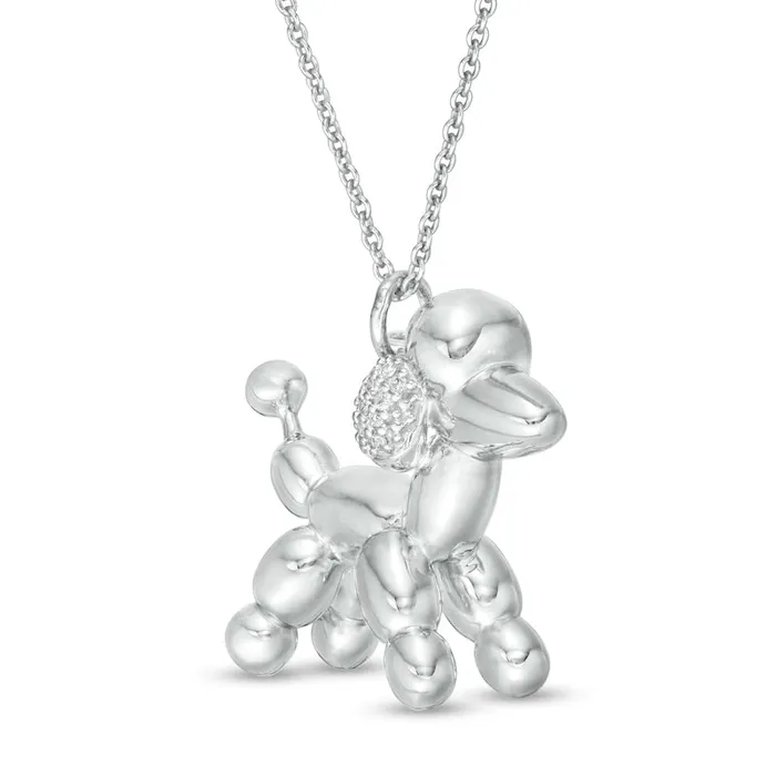 Necklaces 005 CT TW Natural Diamond Balloon Poodle Pendant in Sterling Silver Goldia Necklaces 005 CT TW Natural Diamond Balloon Poodle Pendant in Sterling Silver Goldia