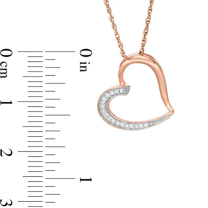 Necklaces 005 CT TW Natural Diamond Tilted Heart Pendant in 10K Rose Gold Goldia Necklaces 005 CT TW Natural Diamond Tilted Heart Pendant in 10K Rose Gold Goldia