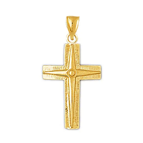 Necklaces 14K Gold North Star Cross Pendant Goldia