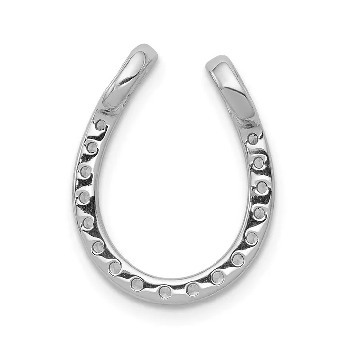 Necklaces 14k White Gold 13ct Real Diamond Horseshoe Chain Slide Goldia
