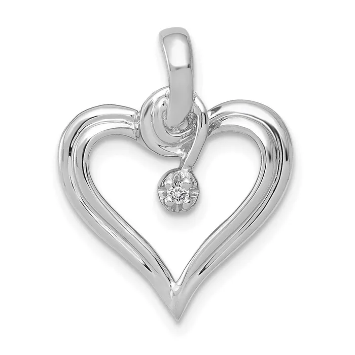 Necklaces 14k White Gold AA 01ct Real Diamond Heart Pendant Goldia