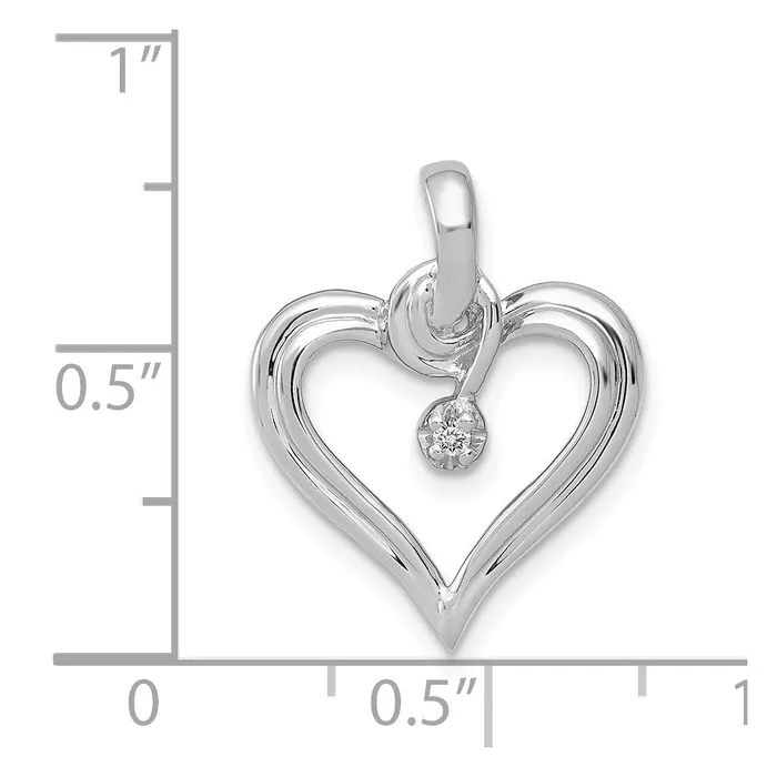 Necklaces 14k White Gold AA 01ct Real Diamond Heart Pendant Goldia