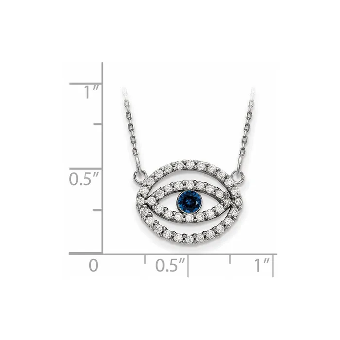 Necklaces 14k White Gold Medium Real Diamond and Sapphire Halo Evil Eye Necklace Goldia