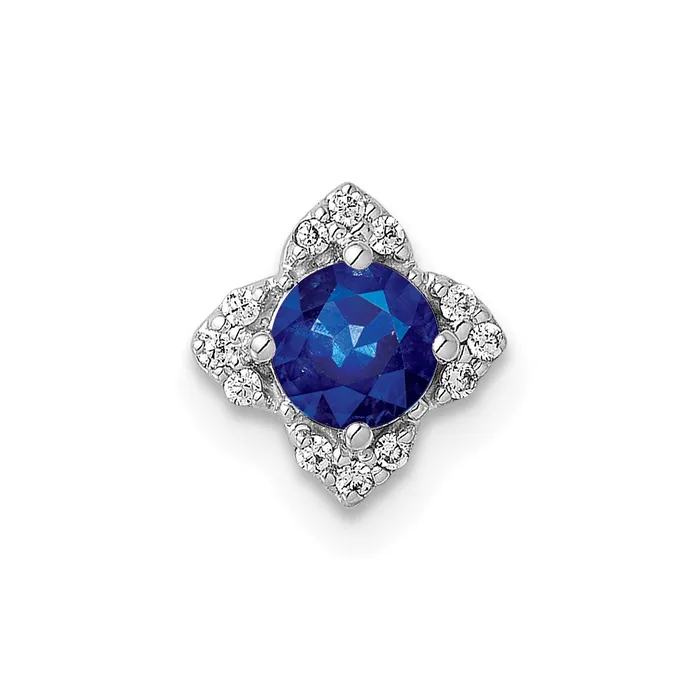 Necklaces 14k White Gold Real Diamond and Sapphire Pendant Goldia