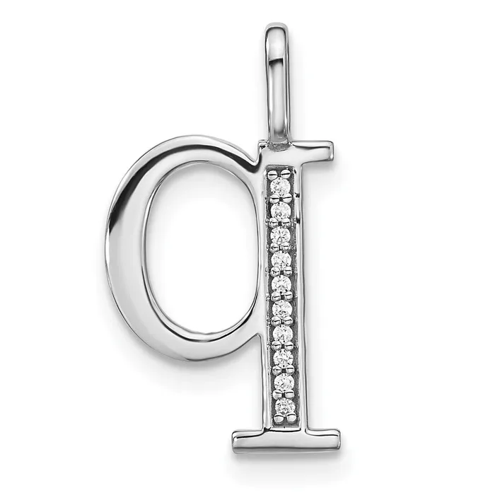 Necklaces 14K White Gold Real Diamond Lower Case Letter Q Initial Pendant Goldia Necklaces 14K White Gold Real Diamond Lower Case Letter Q Initial Pendant Goldia