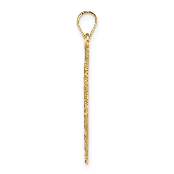 Necklaces 14k Yellow Gold Polished Wood Texture Solid Cross Pendant Goldia