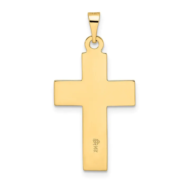 Necklaces 14k Yellow Gold Polished Wood Texture Solid Cross Pendant Goldia