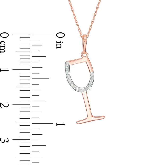 Necklaces Goldia 005 CT TW Natural Diamond LaserCut Wine Glass Pendant in 10K Rose Gold Necklaces Goldia 005 CT TW Natural Diamond LaserCut Wine Glass Pendant in 10K Rose Gold
