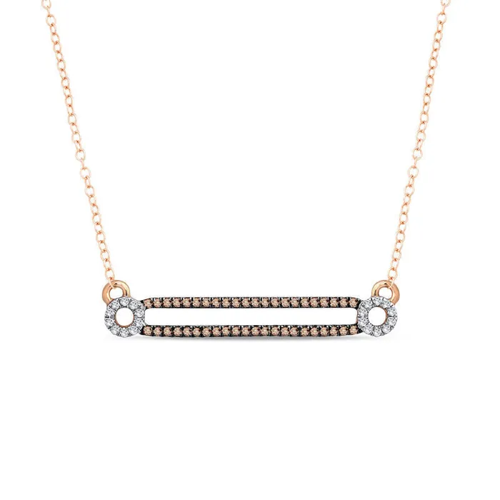 Necklaces Goldia 017 CT TW Champagne and White Natural Diamond Split Bar Necklace in 10K Rose Gold Necklaces Goldia 017 CT TW Champagne and White Natural Diamond Split Bar Necklace in 10K Rose Gold