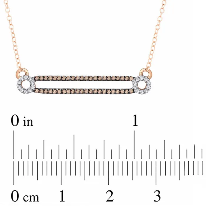 Necklaces Goldia 017 CT TW Champagne and White Natural Diamond Split Bar Necklace in 10K Rose Gold Necklaces Goldia 017 CT TW Champagne and White Natural Diamond Split Bar Necklace in 10K Rose Gold