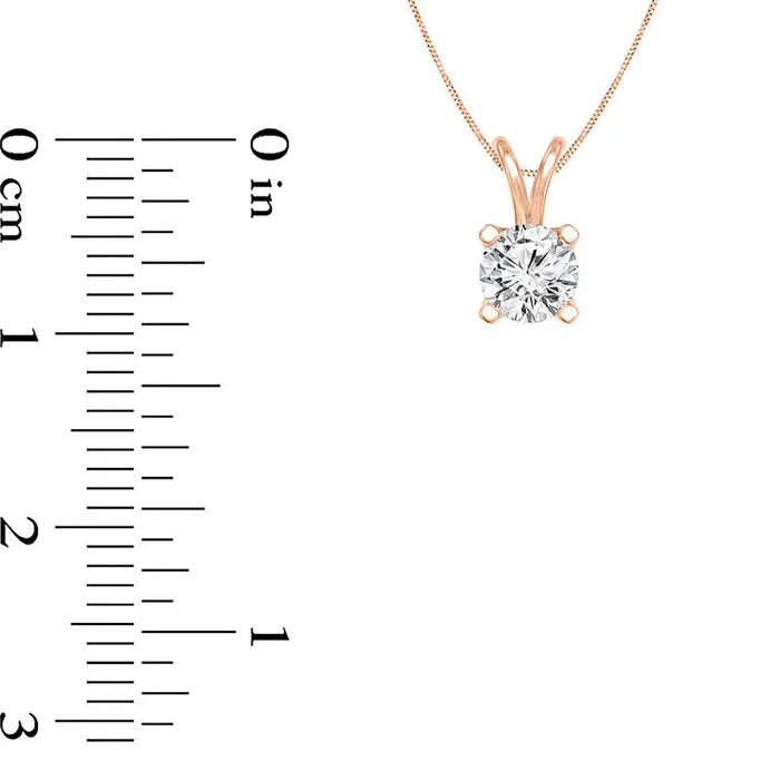 Necklaces Goldia 05 CT Certified Natural Clarity Enhanced Solitaire Pendant in 14K Rose Gold IVS2 Necklaces Goldia 05 CT Certified Natural Clarity Enhanced Solitaire Pendant in 14K Rose Gold IVS2