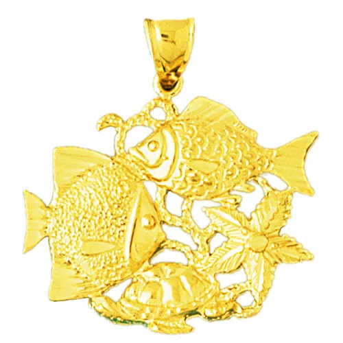 Necklaces Goldia 14K Gold Fish Starfish Sea Turtle Pendant