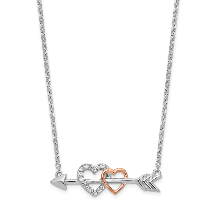 Necklaces Goldia 14k TwoTone Gold Real Diamond Hearts on Arrow 18in Necklace Necklaces Goldia 14k TwoTone Gold Real Diamond Hearts on Arrow 18in Necklace