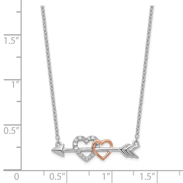 Necklaces Goldia 14k TwoTone Gold Real Diamond Hearts on Arrow 18in Necklace