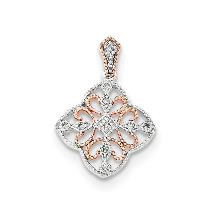 Necklaces Goldia 14K White Gold wRose Rhodium Real Diamond Pendant