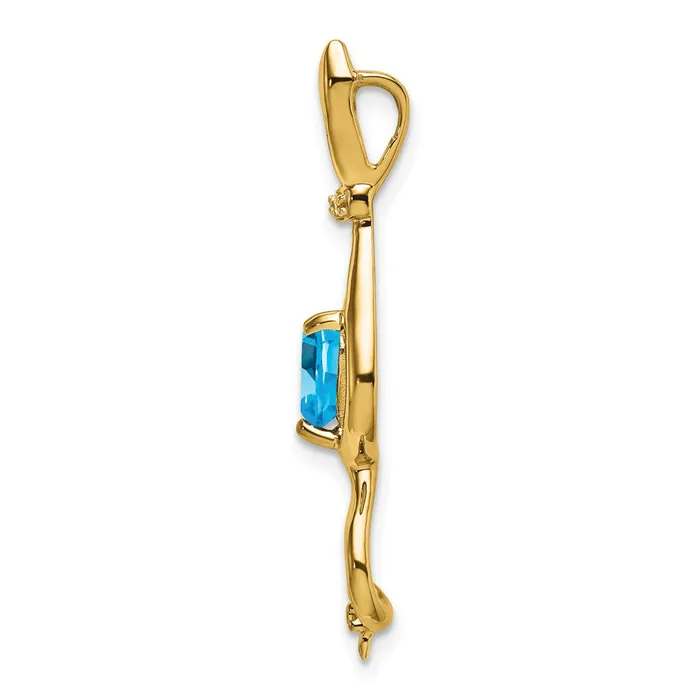 Necklaces Goldia 14K Yellow Gold Blue Topaz and Real Diamond Cat Pendant