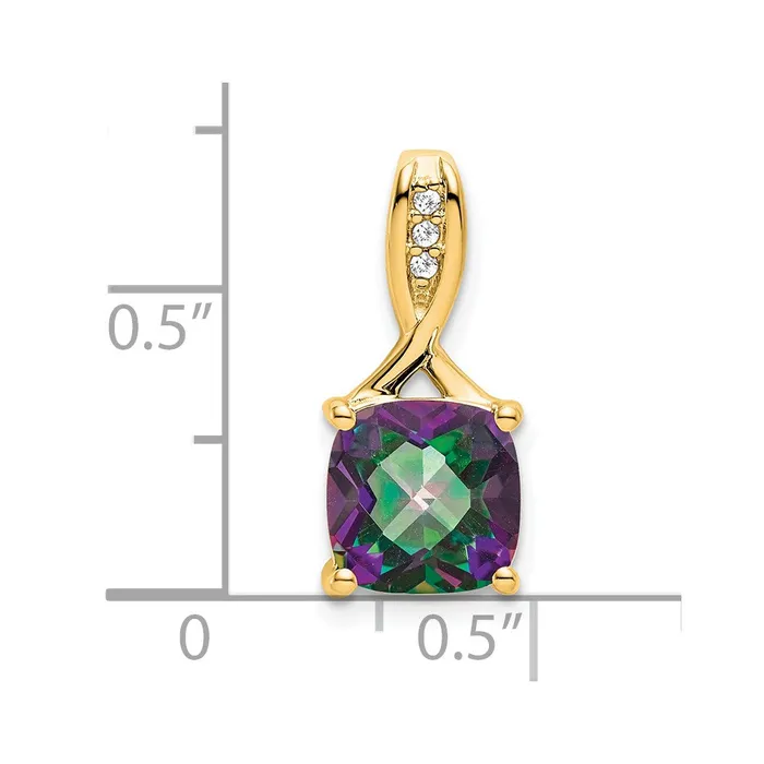 Necklaces Goldia 14K Yellow Gold Cushion Mystic Fire Topaz and Real Diamond Pendant