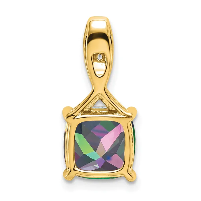 Necklaces Goldia 14K Yellow Gold Cushion Mystic Fire Topaz and Real Diamond Pendant